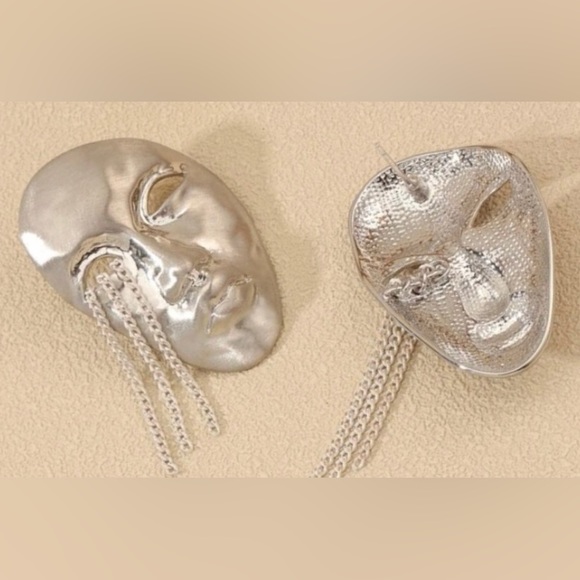 “Phantom of Opera” Silver Theatre Masquerade War Mask Sons of Harpy Tragedy Stud - Picture 6 of 16